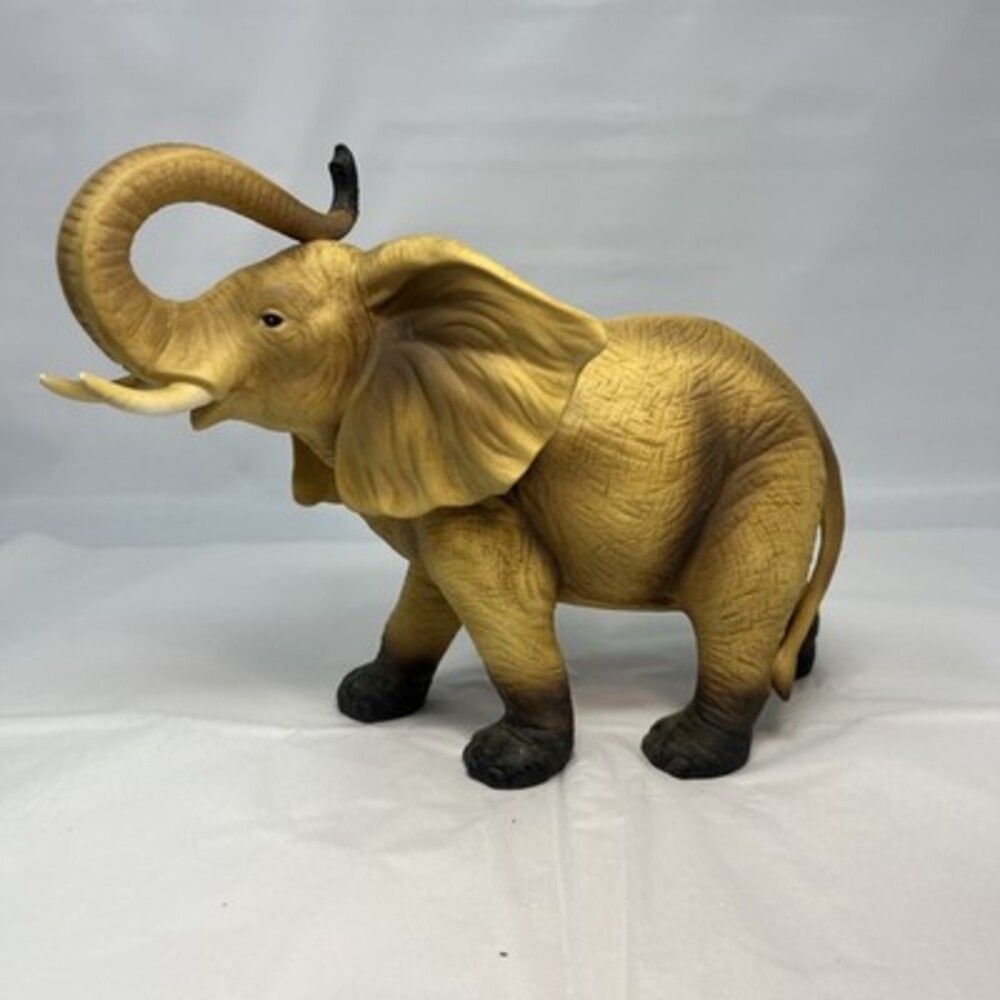Fabian Elephant Figurine #2145 Vintage Signed Wildlife Statue Raised Trunk